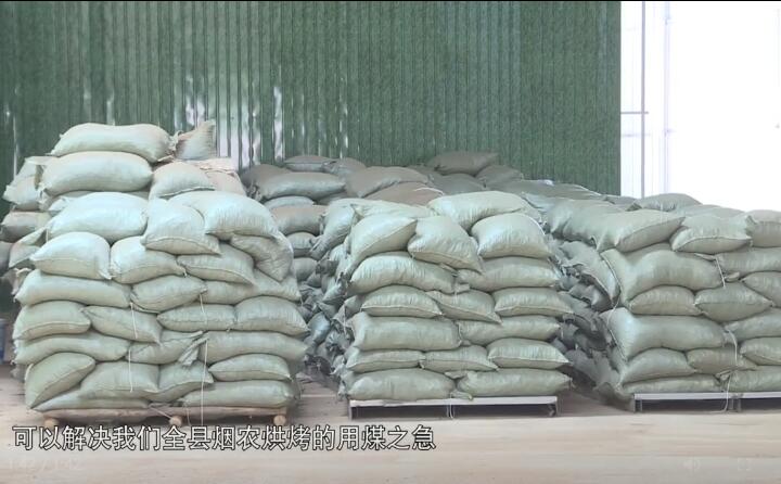 造粒機(jī)生產(chǎn)下來(lái)的生物質(zhì)燃料顆粒，可以解決全縣煙農(nóng)烘烤的用煤之急，用它替代煤來(lái)烤煙，可以解決2萬(wàn)畝烤煙的烘烤燃料.jpg