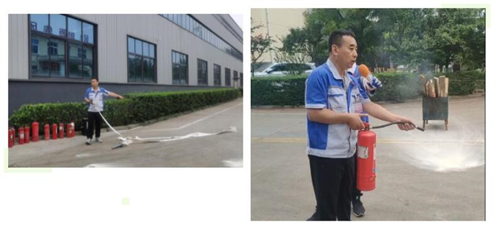 隨后，集團(tuán)消防安全員為廣大職工講解滅火器和消防水槍的使用方法，并現(xiàn)場演示。廣大員工積極參與到教學(xué)演練當(dāng)中，進(jìn)一步鞏固消防培訓(xùn)知識。